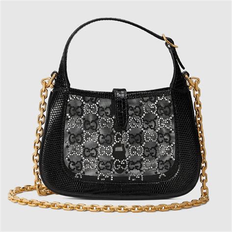 crystal mini gucci bag|Gucci Crystal GG Lizard Jackie 1961 Mini Bag (677027) .